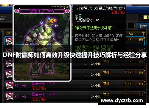DNF附魔师如何高效升级快速提升技巧解析与经验分享
